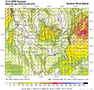 National Weather Summary for Wednesday, January 22, 2014