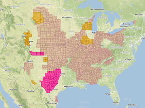 Strong winds across the Plains