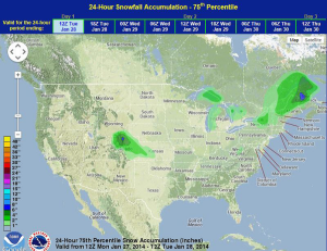 National Weather Summary for Monday, January 27, 2014