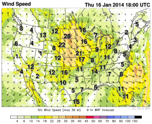 National Weather Summary for Thursday, January 16, 2014