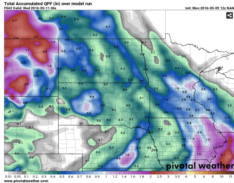 Accumulated Precipitation through 12am MDT Wednesday