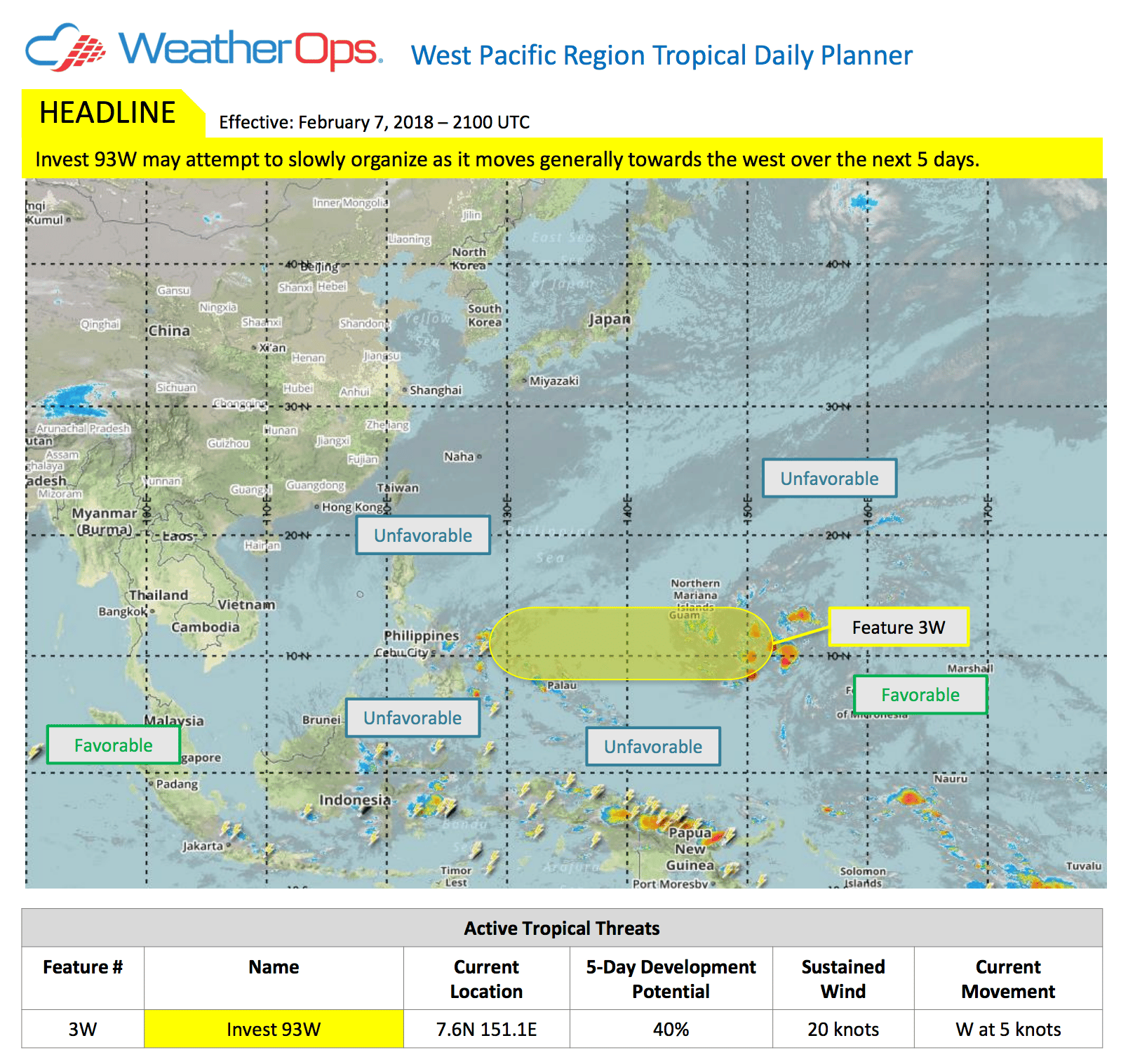 WeatherOps Tropical Planner Feb. 7, 2018