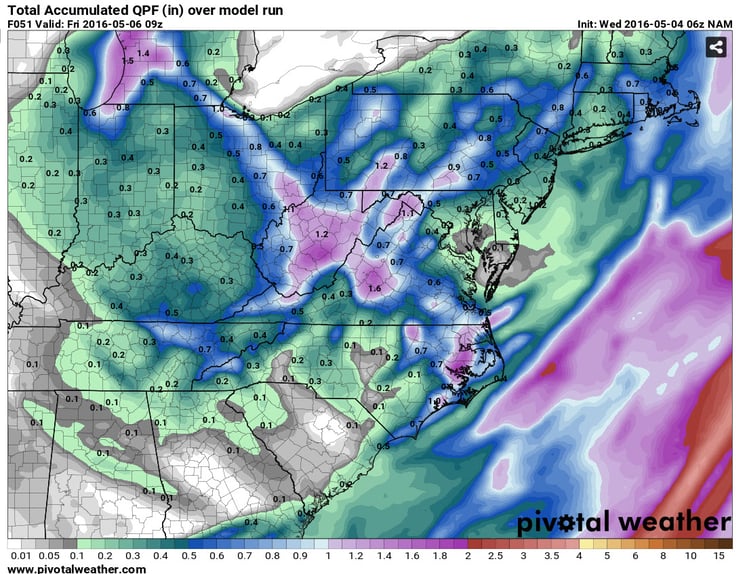 Accumulated rainfall through 2am EDT Friday, May 6, 2016