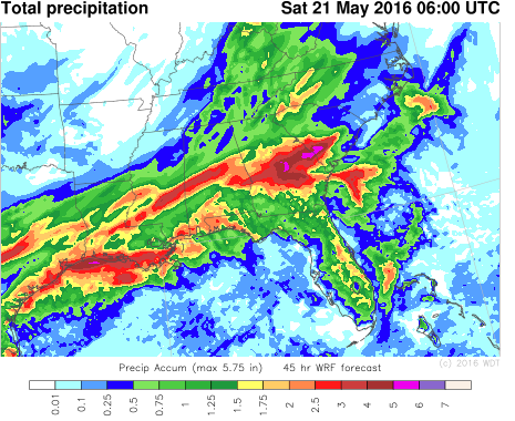 Total Precipitation through 2am EDT Saturday, May 21, 2016