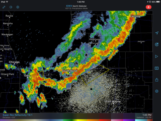 Radar Northern Indiana 1:43pm CDT 7/21/16