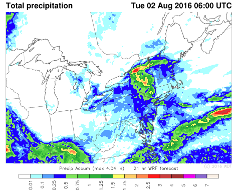 Total Precipitation through 2am EDT Tuesday