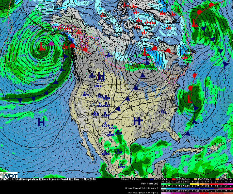 Frontal analysis for Thursday, November 10, 2016