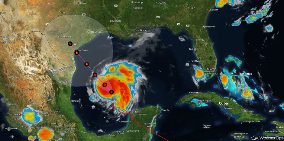 Harvey Satellite and Forecast Track 8/24/17