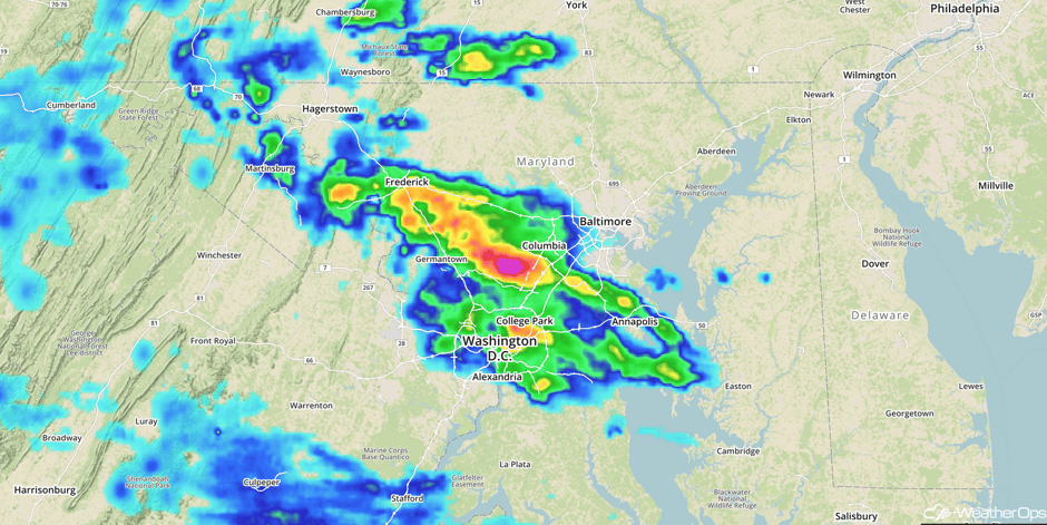 One Hour Rain Rates 7/28/17