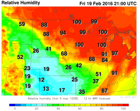 WDT WRF Relative Humidity Friday, February 19, 2016