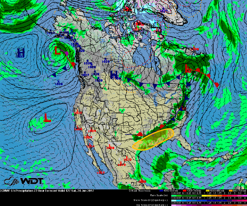 Thunderstorm Risk Outline for Saturday, June 24, 2017