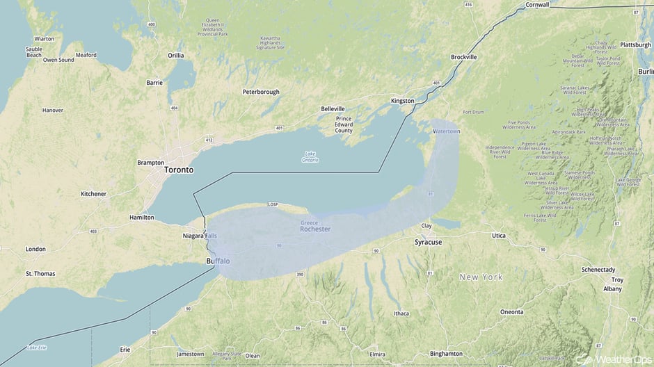 Snow Risk Outline for Sunday, December 10, 2017