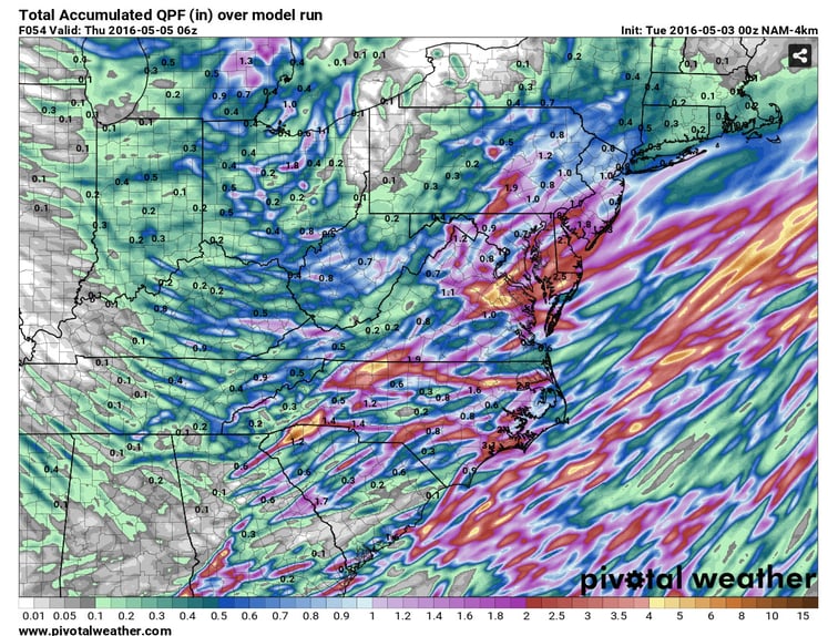 Total Precipitation through 2am EDT Thursday, May 5, 2016