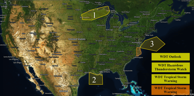 US Hazards for Monday, August 29, 2016