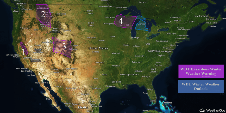 US Hazards for Monday, January 9, 2017