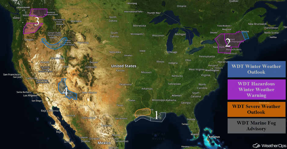 US Hazards for Wednesday, January 18, 2017