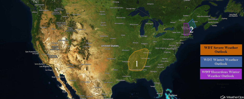US Hazards for Monday, March 27, 2017