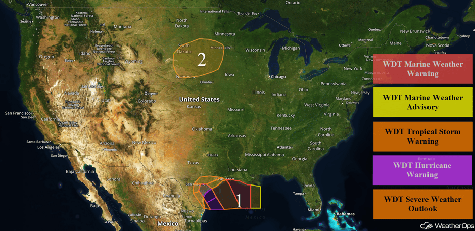 US Hazards for Friday, August 25, 2017