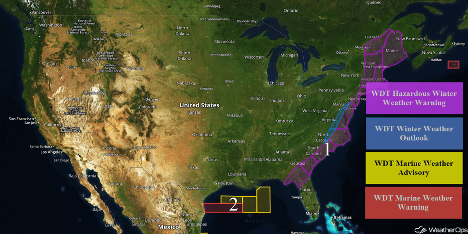 US Hazards for Wednesday, January 3, 2017