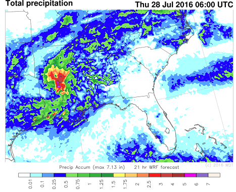 Total Precipitation through 1AM CDT Thursday, July 28, 2016