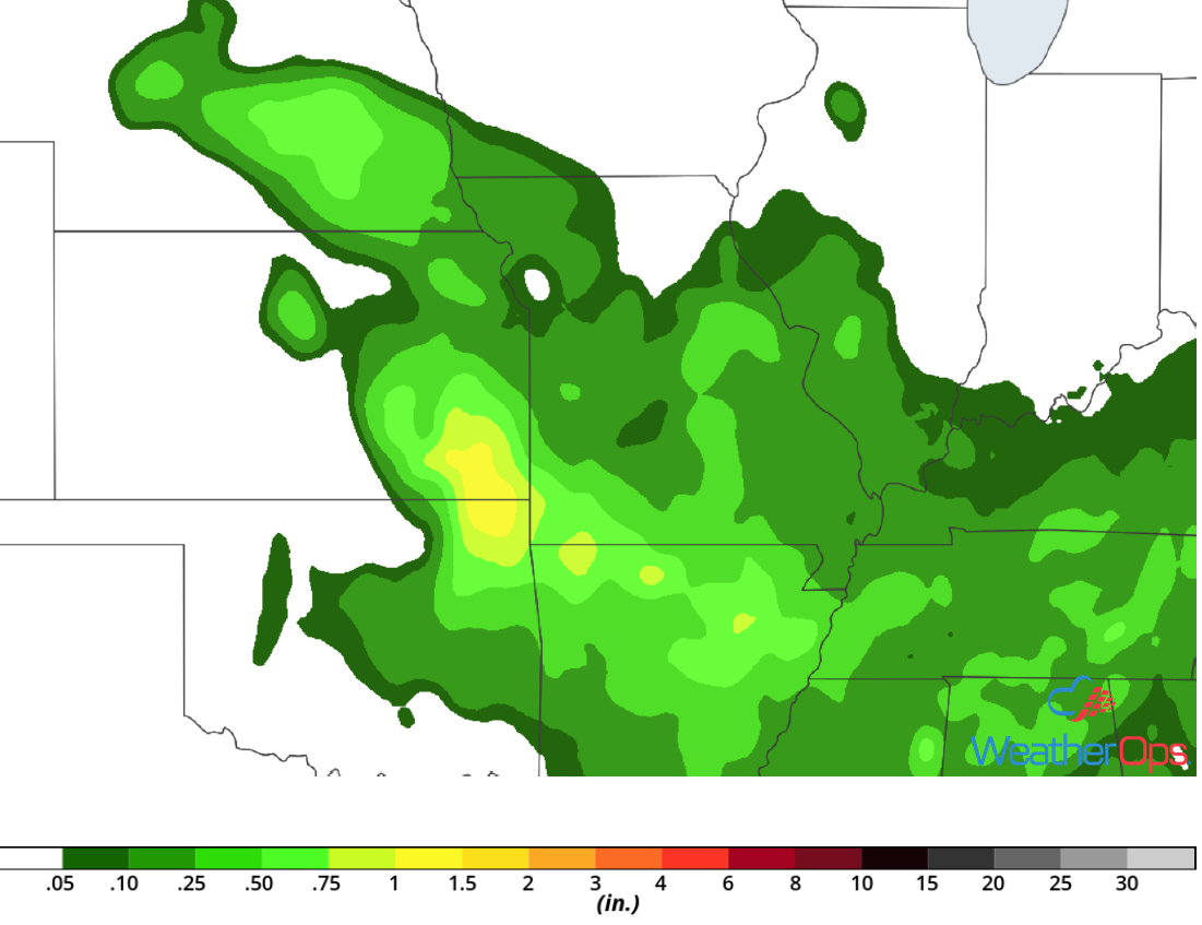 Rainfall Accumulation for Thursday, August 30, 2018