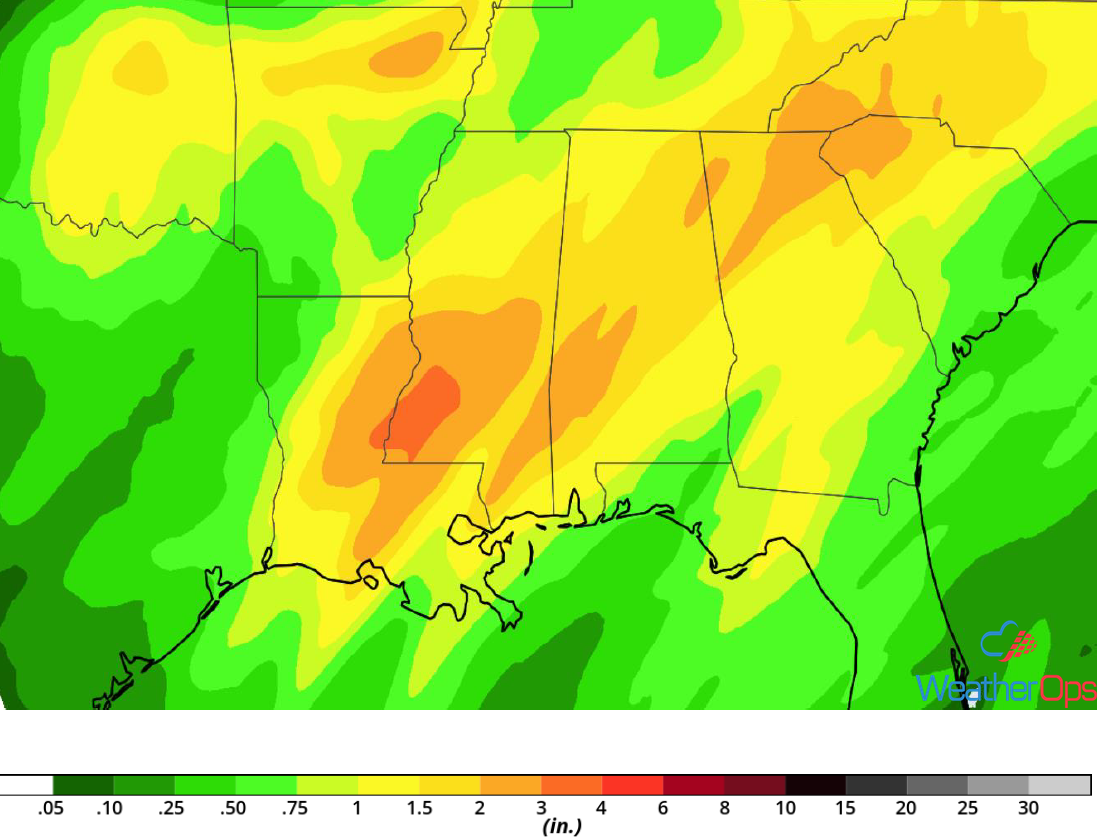 Rainfall Accumulation for January 3-4, 2019