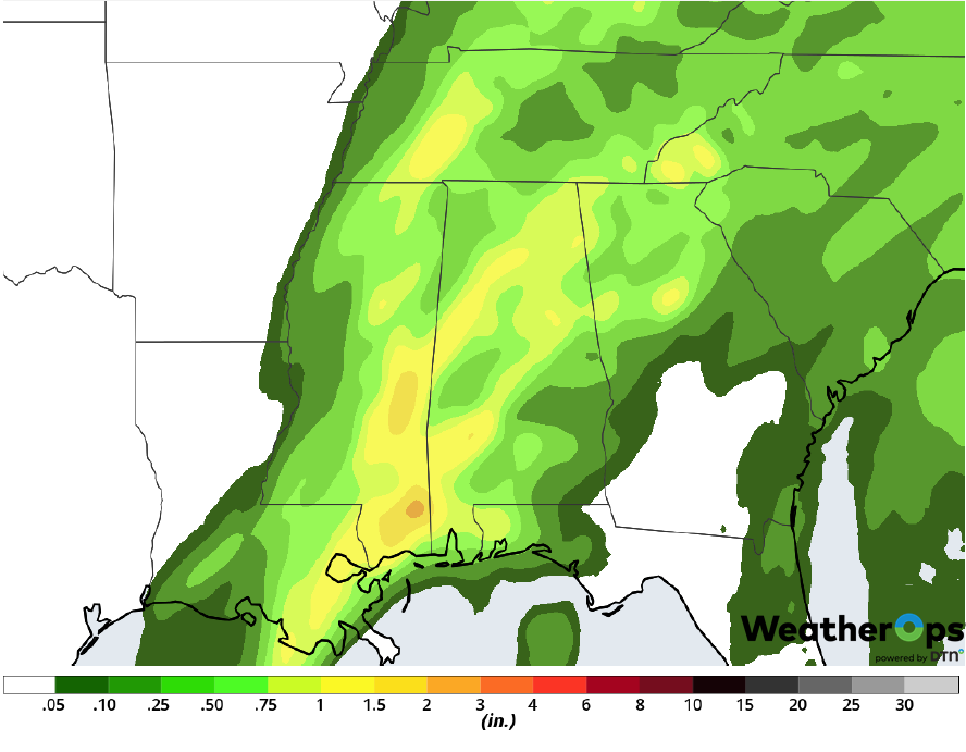 Rainfall Accumulation for Wednesday, February 20, 2019