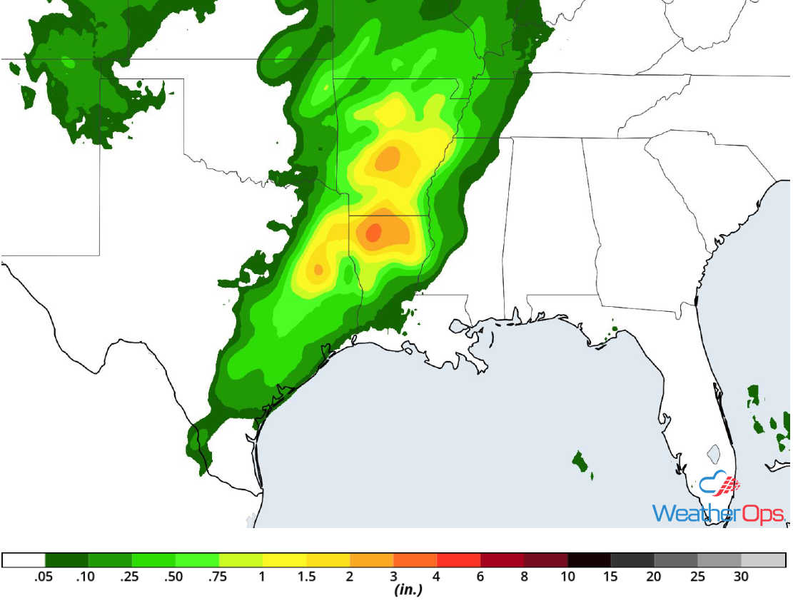Rainfall Accumulation for Friday, April 13, 2018