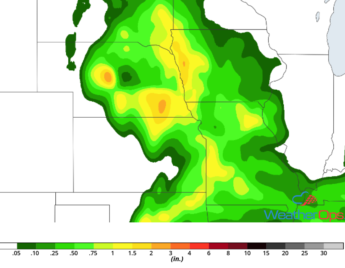 Rainfall Accumulation for Monday, June 25, 2018