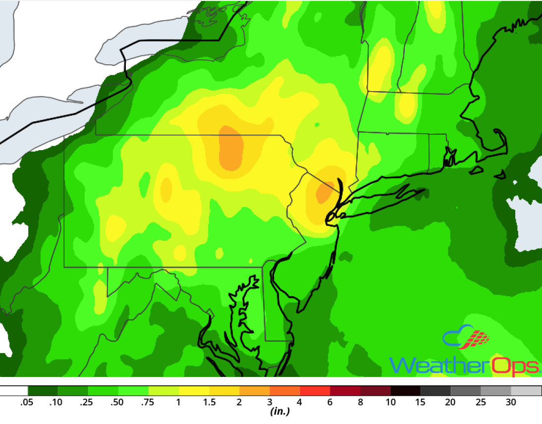 Rainfall Accumulation for Monday, August 13, 2018