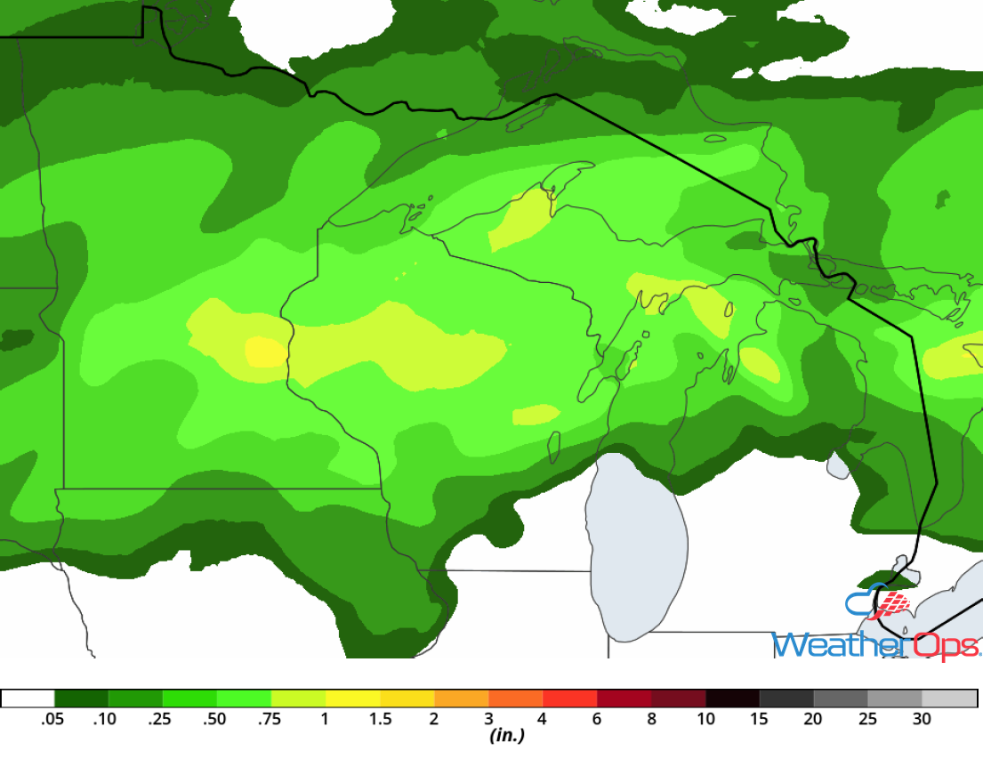 Rainfall Accumulation for Monday, August 27, 2018
