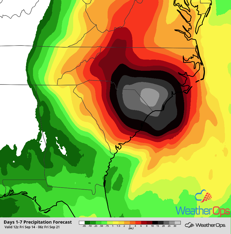 Rainfall Accumulation through Thursday, September 20, 2018