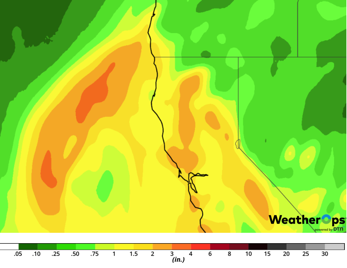 Rainfall Accumulation for February 1-2, 2019