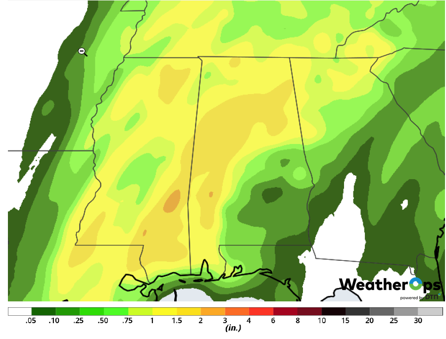 Rainfall Accumulation for Wednesday, February 19, 2019