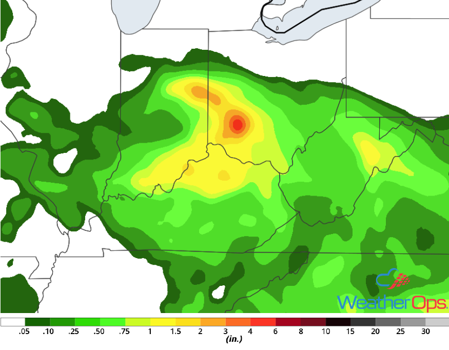 Rainfall Accumulation for Monday, June 11, 2018