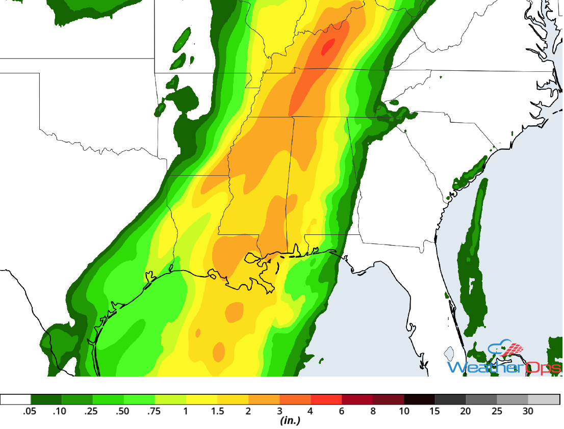 Rainfall Accumulation for Saturday, April 15, 2018