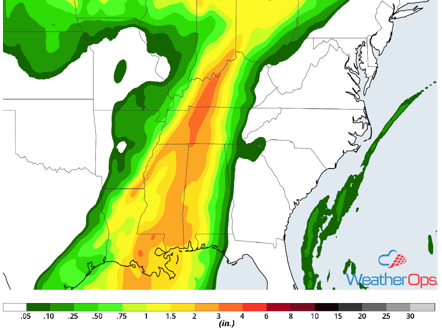 Rainfall Accumulation for Saturday, April 15, 2018