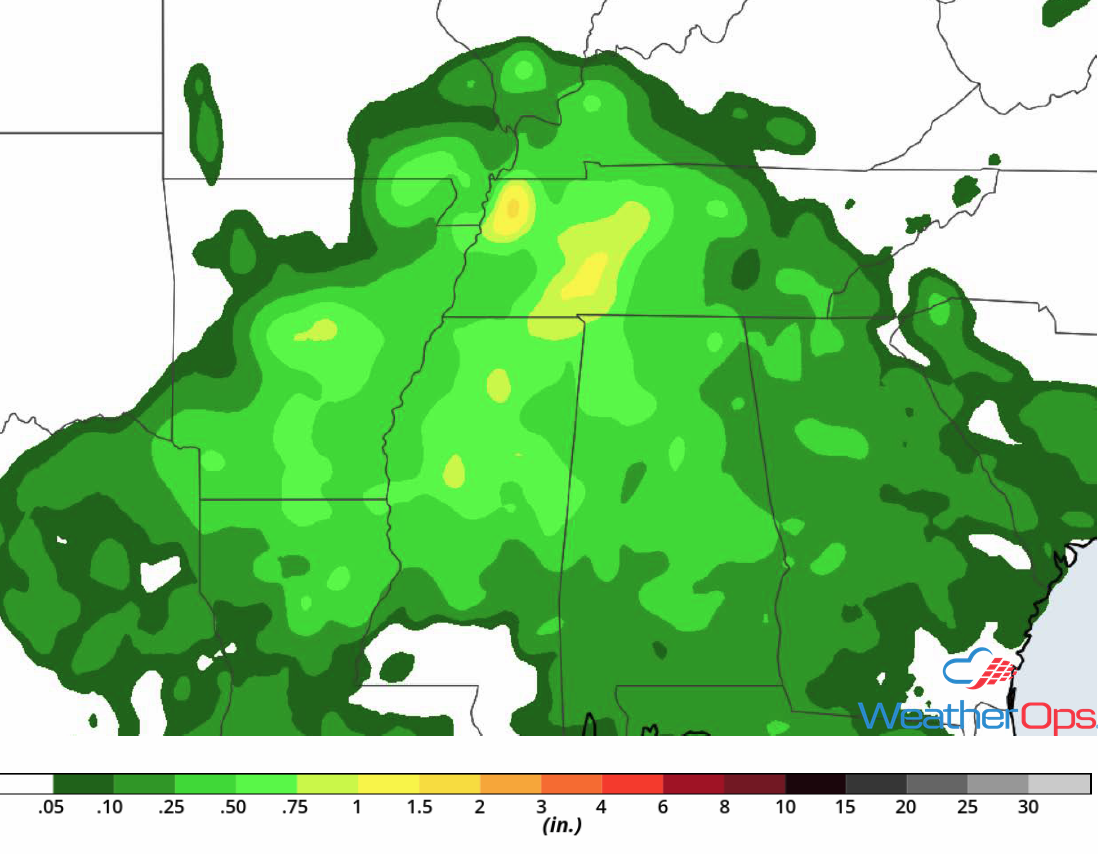 Rainfall Accumulation for Thursday, August 9, 2018