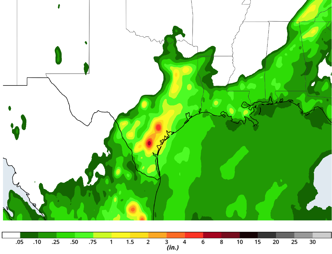 Rainfall Accumulation for Monday, September 10, 2018