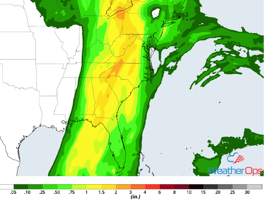 Rainfall Accumulation for Sunday, April 15, 2018