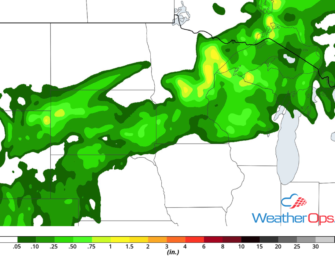 Rainfall Accumulation for Thursday, July 12, 2018