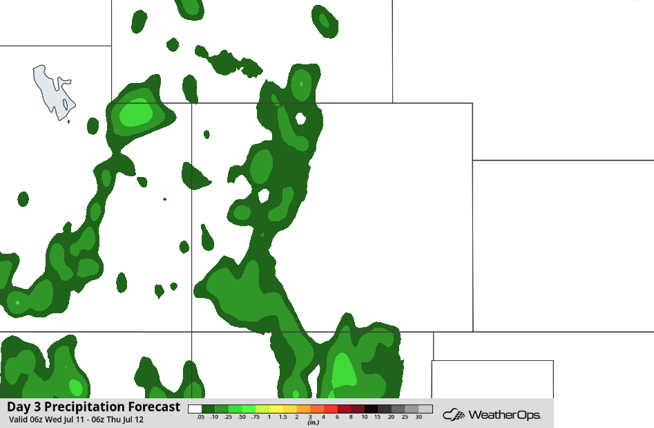 Rainfall Accumulation for Wednesday, July 11, 2018