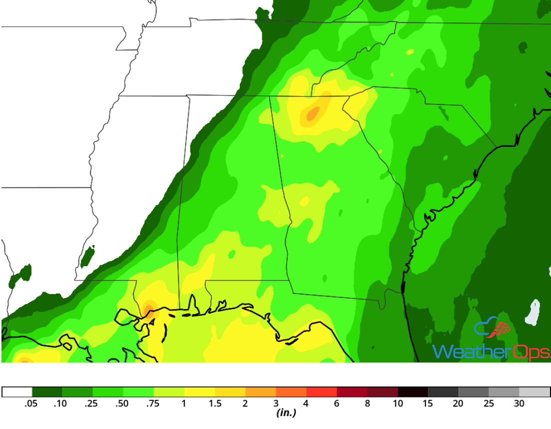 Rainfall Accumulation for Wednesday, August 1, 2018