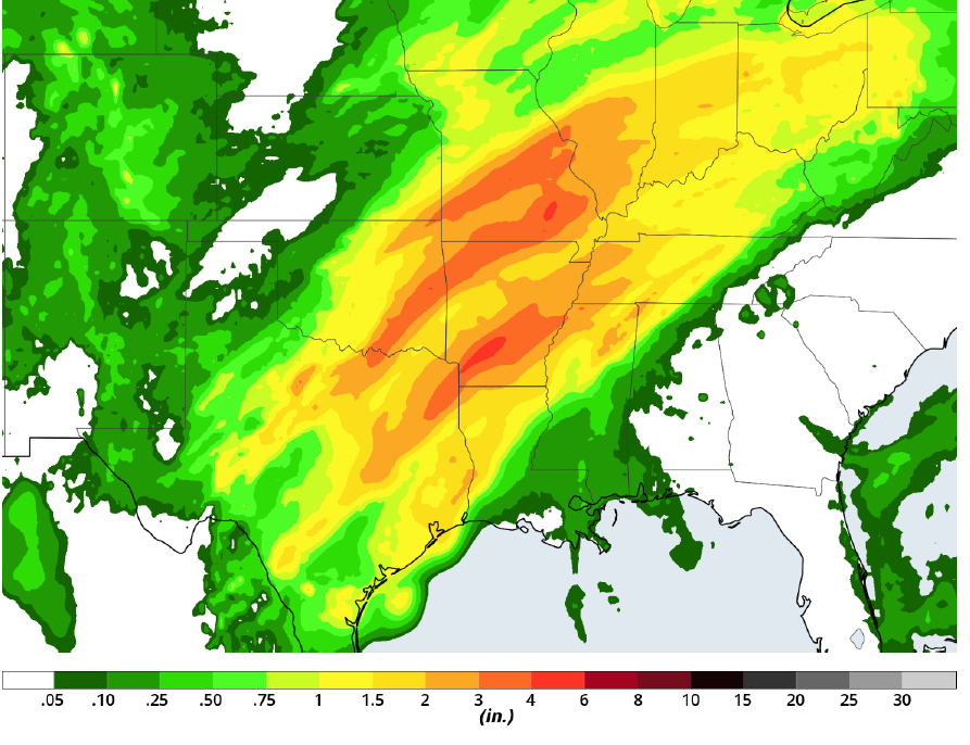 Rainfall forecast for March 26-28, 2018