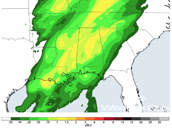 Rainfall Accumulation for Thursday, March 29, 2018