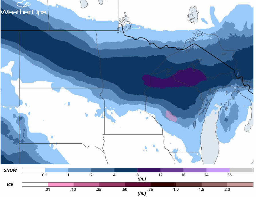 Snow Accumulation for March 30-31, 2018