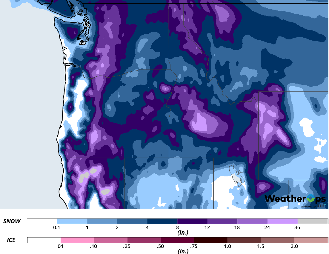 Snow Accumulation for February 12-14, 2019