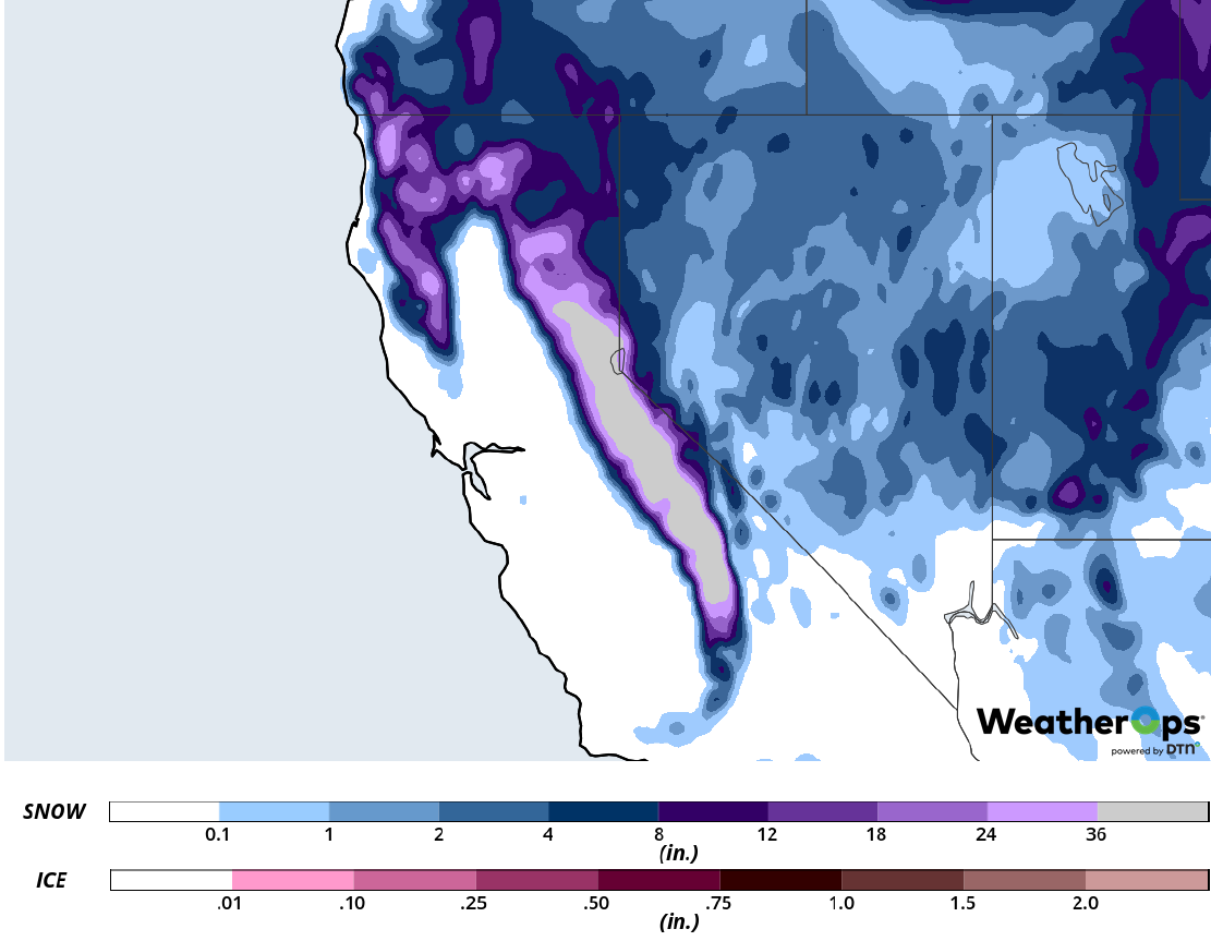 Snow Accumulation for February 14-16, 2019