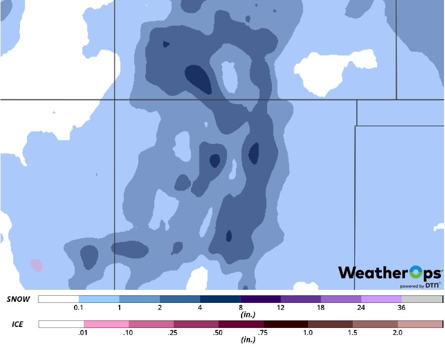 Snow Accumulation for Tuesday, February 19, 2019