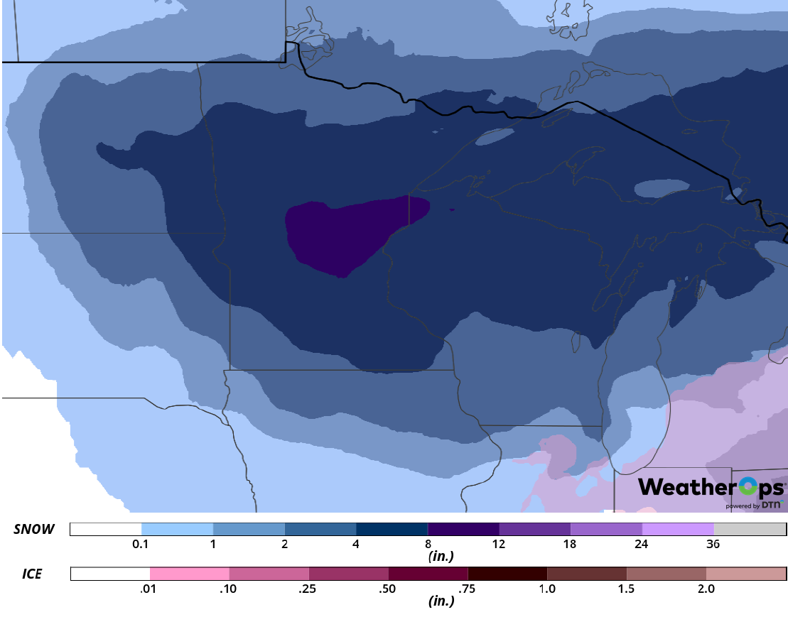 Snow Accumulation for Wednesday, February 20, 2019